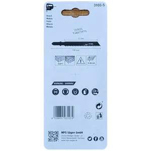 MPS Jigsaw Blades Set - General Wood 3103 (Edge: 75mm, Tooth: 4mm) x5 image