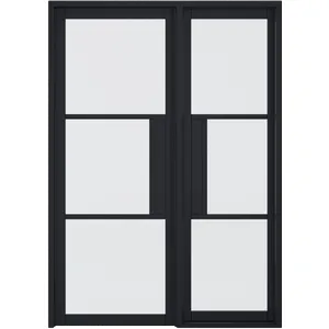 Tribeca Sidelight Pre-finished Black Doors 579 x 1981 image