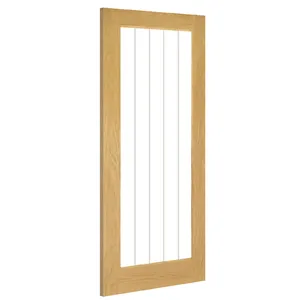 Ely Unfinished Oak Glazed (1L Full) Internal Door (1981mm X 838mm X 35mm) image
