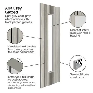 Internal Grey Lam Aria Clear Glazed Door (1981mm x 762mm x 35mm) image