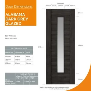 Internal Dark Grey Alabama Clear Glazed Door (1981mm x 686mm x 35mm) image
