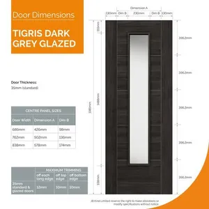Internal Dark Grey Tigris Glazed Door (1981mm x 838mm x 35mm) image