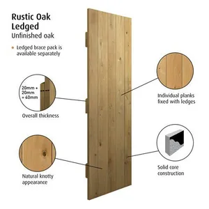Internal Rustic Oak Ledged & Braced U/F Door (1981mm x 686mm x 40mm) image