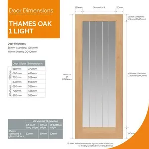 Internal Oak Thames U/F Glazed Door (1981mm x 762mm x 35mm) image