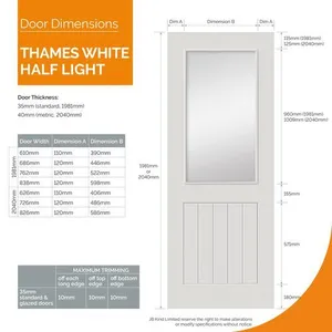 Internal White Primed Thames 1L Clear G Door (2040mm x 626mm x 40mm) image