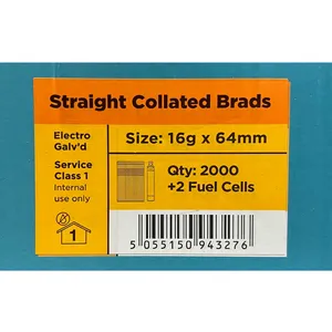 Viper Galv Straight Brad Nails with 2 Fuel Cells (64mm) x 2000 image