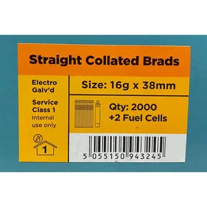Viper Galv Straight Brad Nails with 2 Fuel Cells (38mm) x 2000 image