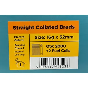 Viper Galv Straight Brad Nails with 2 Fuel Cells (32mm) x 2000 image