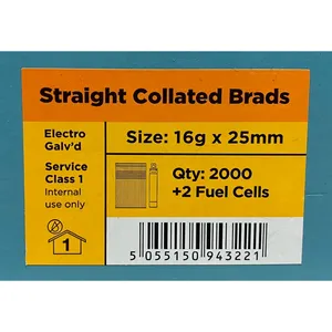 Viper Galv Straight Brad Nails with 2 Fuel Cells (25mm) x 2000 image