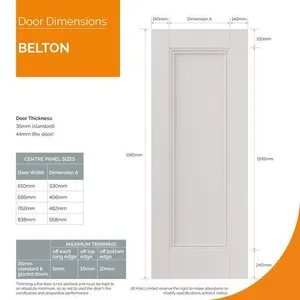 Internal White Belton 1P FD30 Door (1981mm x 838mm x 44mm) image